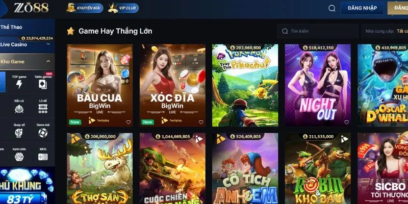 Khám phá kho game siêu hot ZO88
